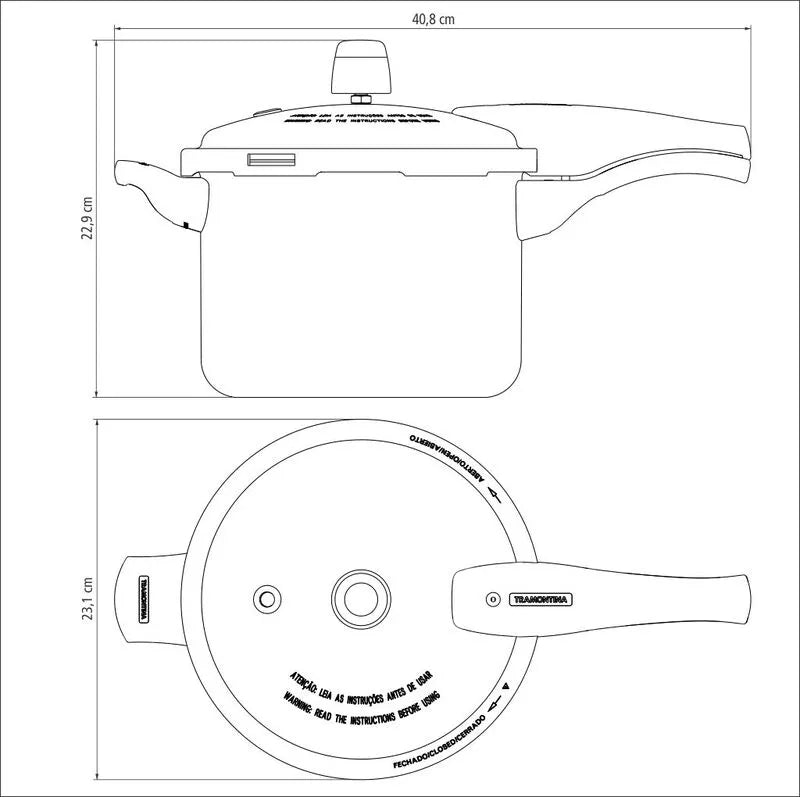 Panela de Pressão Tramontina Vancouver 4,5L em Alumínio com Revestimento Interno e Externo Antiaderente Vermelho