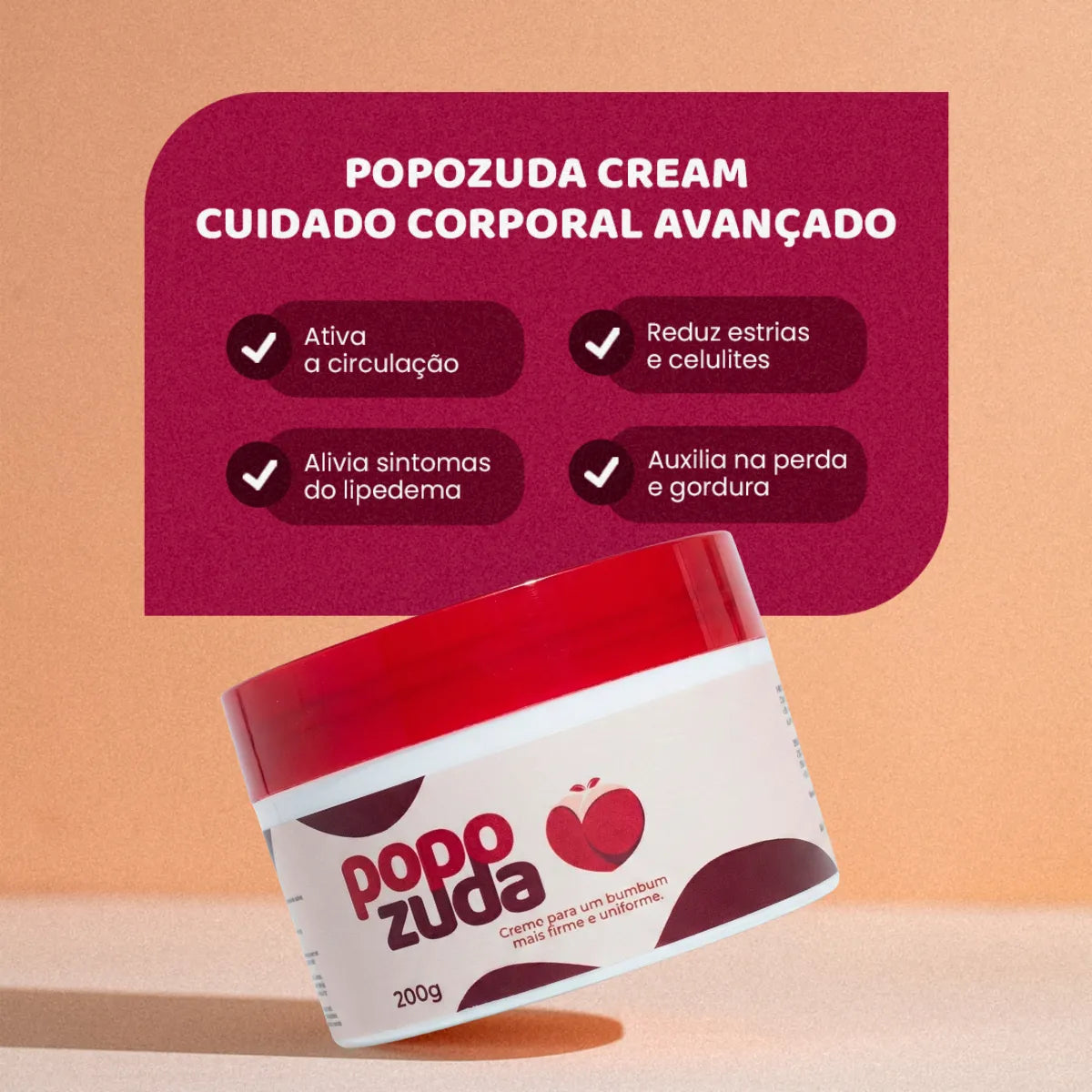 [PAGUE 1 LEVE 4] - Popozuda Creme Rosa Corporal Anticelulite E Estrias 200g